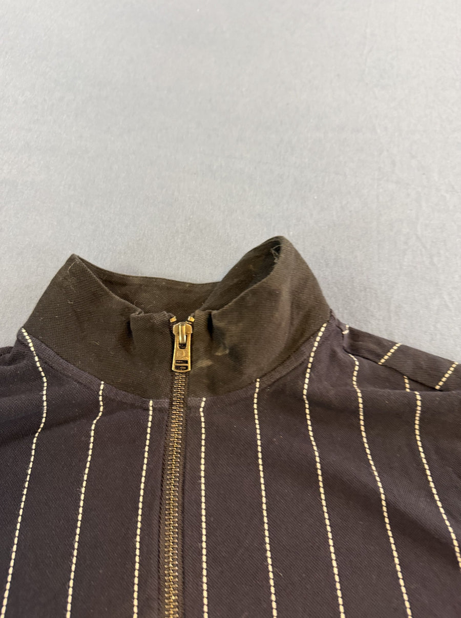 Zwarte Fred Perry polo met crème streep, maat M (ritspolo / poloshirt met rits)