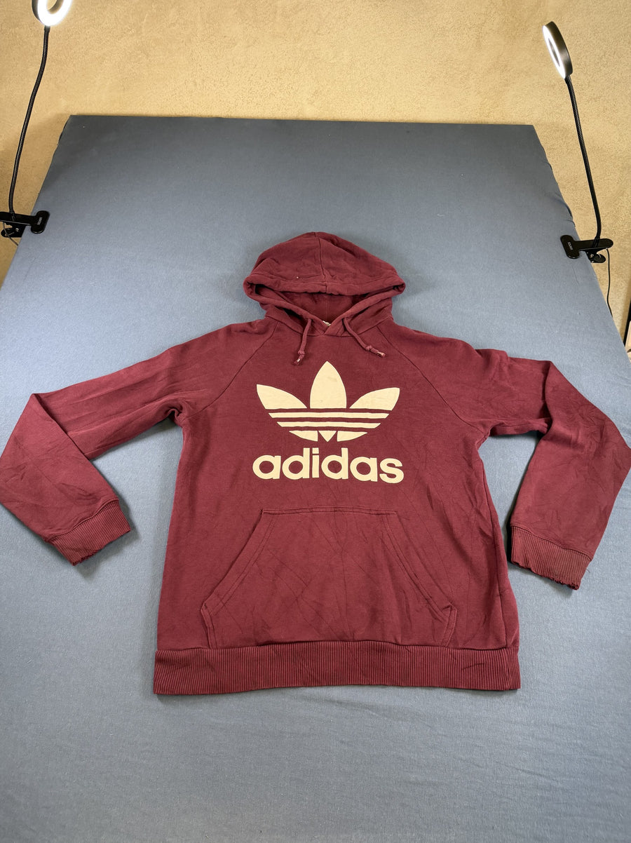 Bordeauxrode adidas Originals capuchontrui (hoodie), heren maat S, Trefoil-logo