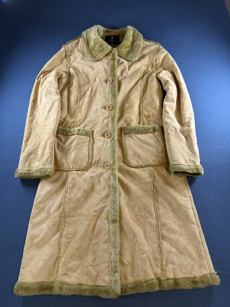 Beige lammy coat maat M (Afghaanse jas / shearling-jas), Vintage Dressing
