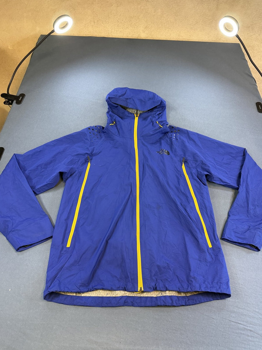 Blauwe The North Face regenjas, maat L (shell jas / windjak)
