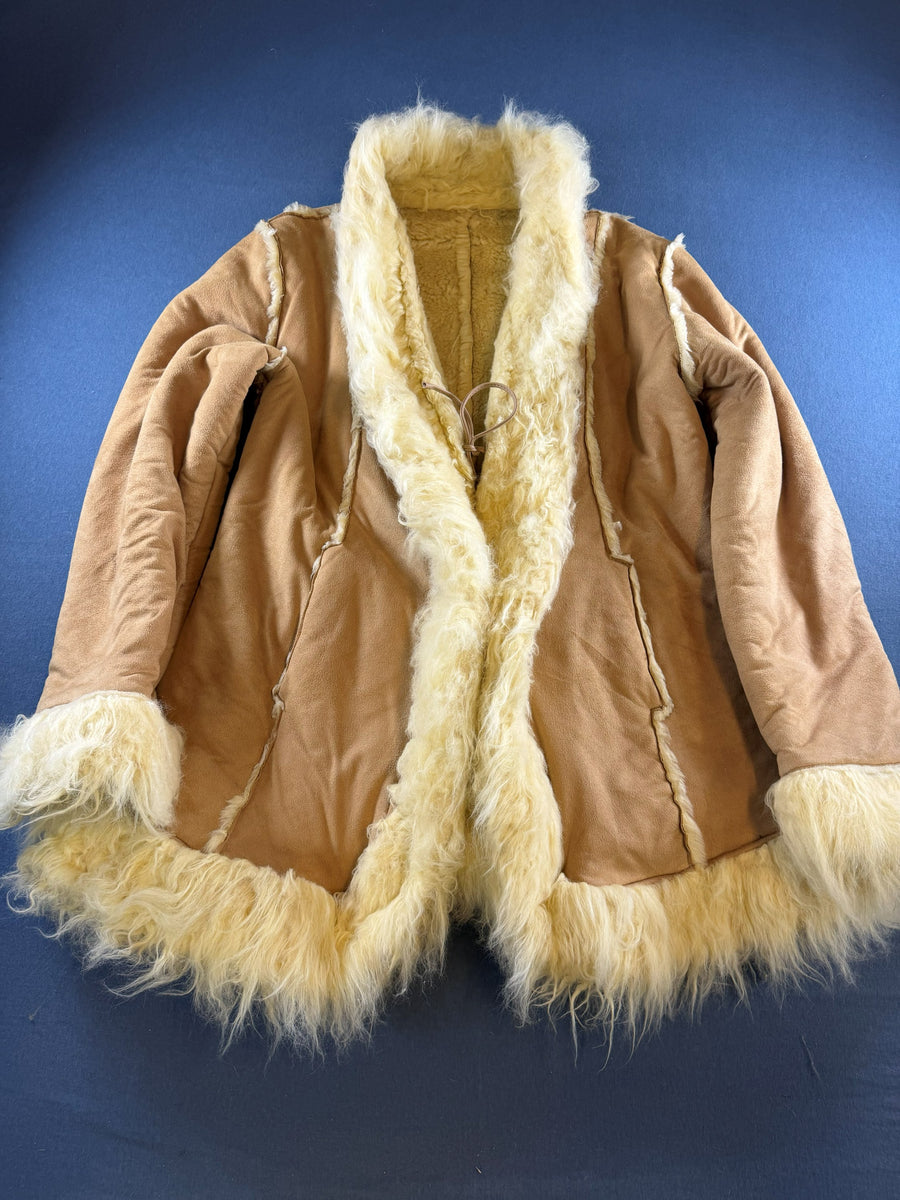 Vintage Dressing Afghaanse jas beige dames maat L
