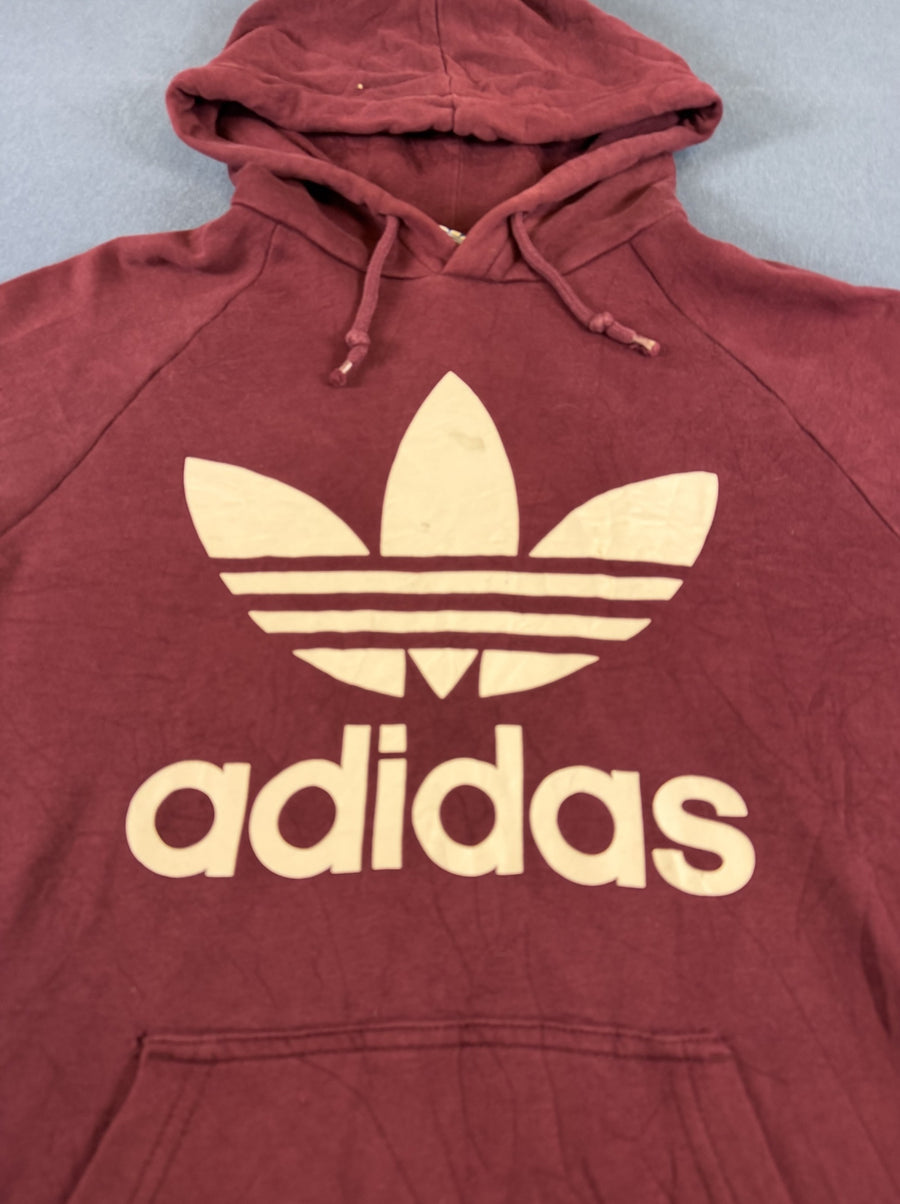 Bordeauxrode adidas Originals capuchontrui (hoodie), heren maat S, Trefoil-logo
