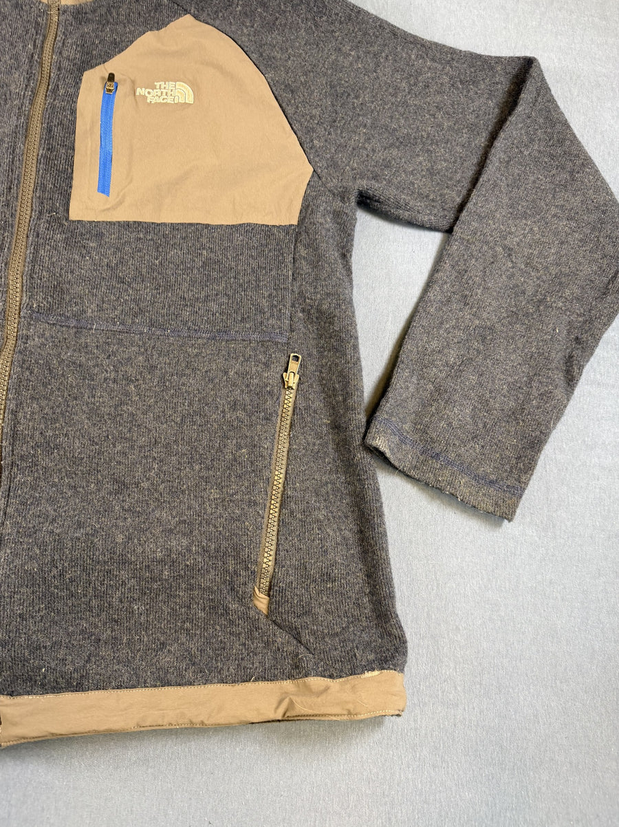 Blauw gemêleerd herenvest van The North Face (wolgebreide fleecetrui/fleecevest) maat M