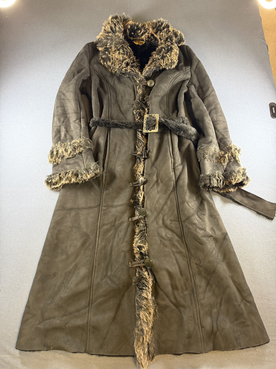 Zwarte Afghaanse jas dames (lammy coat / penny coat) maat L